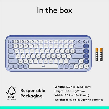 Logitech POP ICON KEYS Wireless Bluetooth Keyboard, Comfortable Typing, Programmable Keys, Easy-Switch Between up to 3 Devices (Lilac & Off-white)