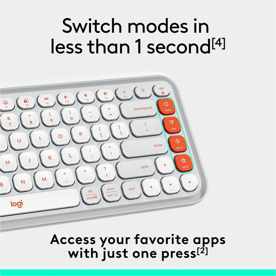 Logitech POP ICON KEYS Wireless Bluetooth Keyboard, Comfortable Typing, Programmable Keys, Easy-Switch Between up to 3 Devices (Off-white & Orange)