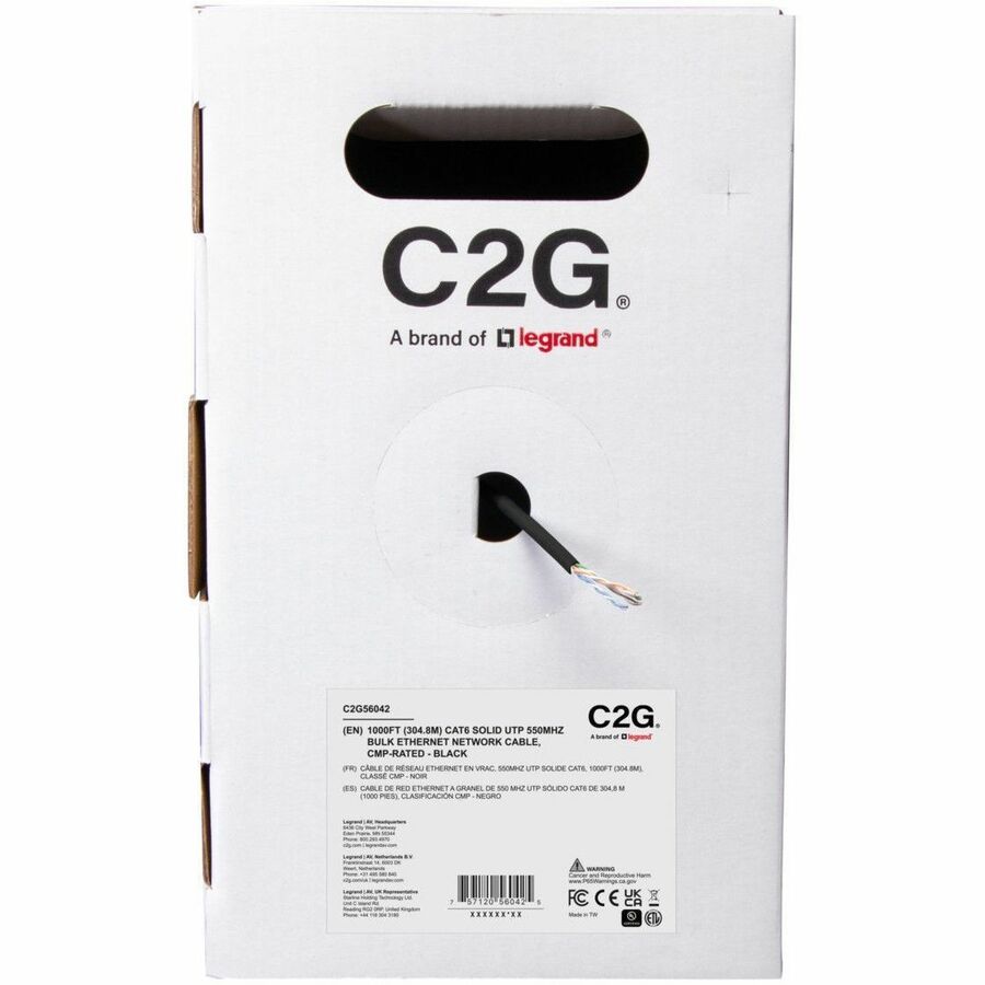 C2G BULK CAT6 UTP CMP TAA BLACK
