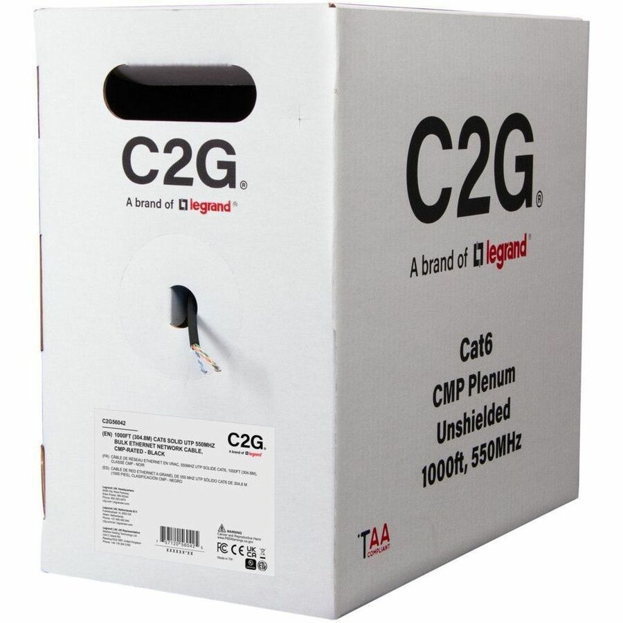 C2G BULK CAT6 UTP CMP TAA BLACK