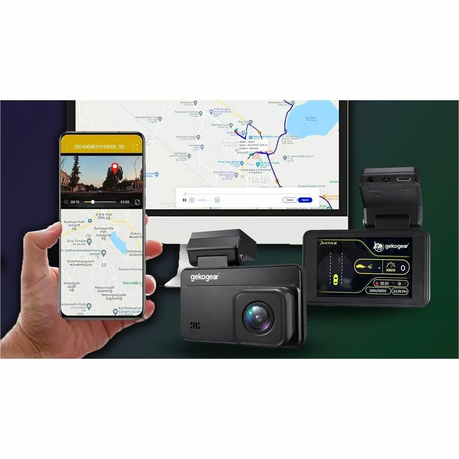 GekoGear Orbit D220 2K Quad HD AI Front and Rear Dash Cam