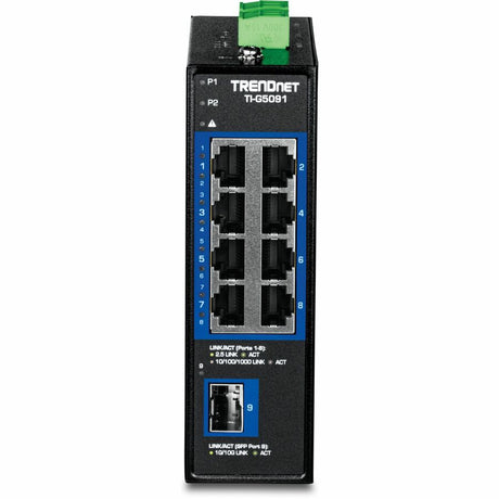 TRENDnet 9-Port Industrial 2.5G DIN-Rail Switch with 10G SFP+ Port, TI-G5091, 8 x 2.5G Ports, 1 x 10G SFP+ Port, 60Gbos, NDAA TAA Compliant, Lifetime Protection