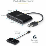 StarTech.com 4-Port USB 2.0 Hub, USB Bus Powered, Small Travel Mini USB Hub, Multi-Port USB 2.0 Splitter, Portable USB Hub, 480Mbps