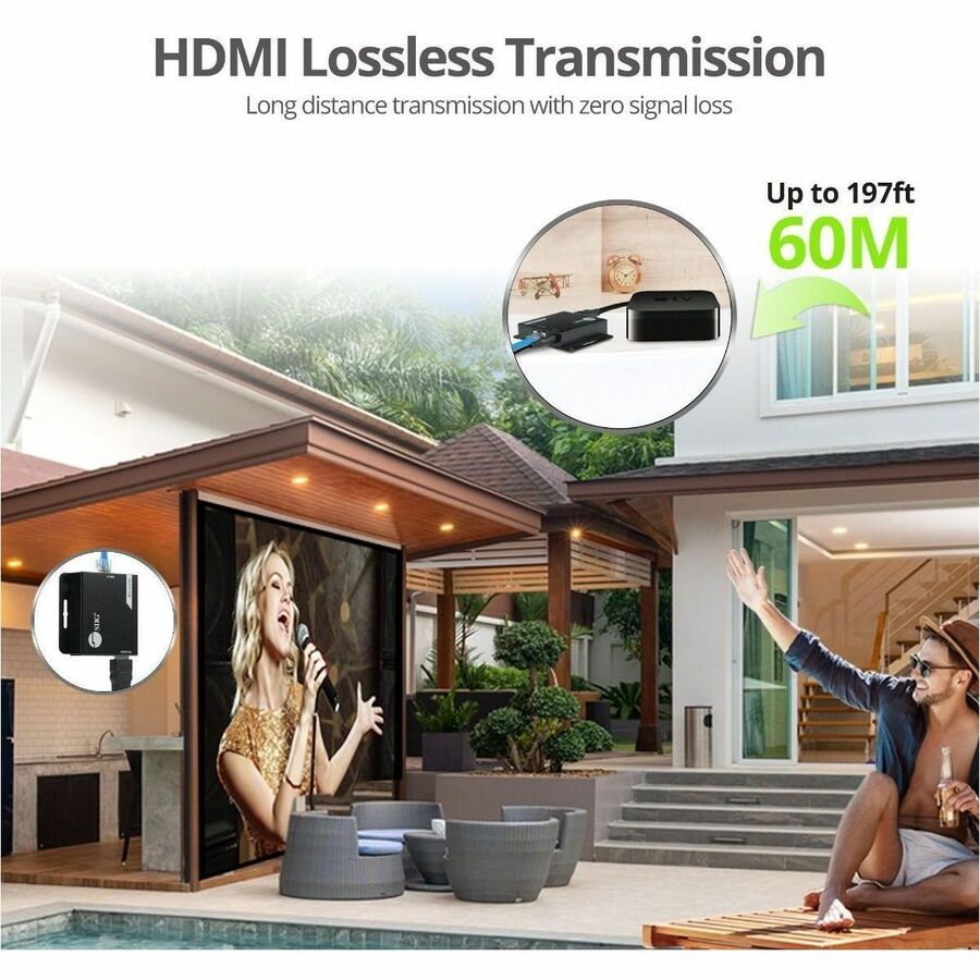 SIIG HDMI Over Cat6 Extender - 60m - 1080p - PoC - Metal Housing