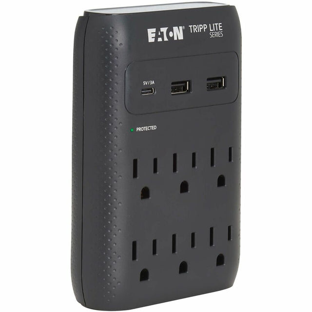 Eaton Tripp Lite Series Protect It! 6-Outlet Surge Protector - 5-15R Outlets, USB-C and USB-A Ports, 5-15P Direct Plug-In, 1080 Joules, Black