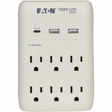 Eaton Tripp Lite Series Protect It! 6-Outlet Surge Protector - 5-15R Outlets, USB-C and USB-A Ports, 5-15P Direct Plug-In, 1080 Joules, Gray