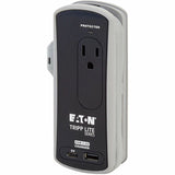 Eaton Tripp Lite Series Protect It! 2-Outlet Travel-Size Surge Protector - 5-15R Outlets, USB-C and USB-A Ports, 5-15P Input, Black