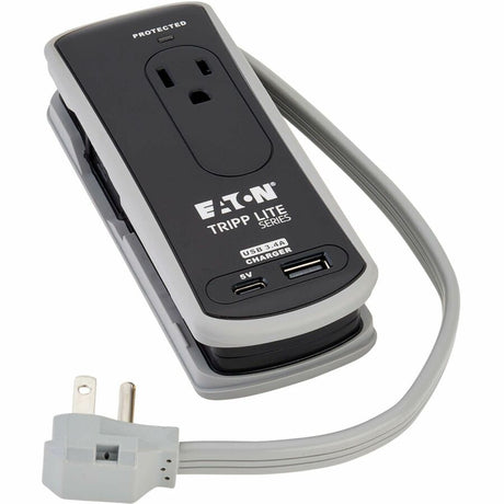 Eaton Tripp Lite Series Protect It! 2-Outlet Travel-Size Surge Protector - 5-15R Outlets, USB-C and USB-A Ports, 5-15P Input, Black