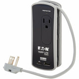 Eaton Tripp Lite Series Protect It! 2-Outlet Travel-Size Surge Protector - 5-15R Outlets, USB-C and USB-A Ports, 5-15P Input, Black