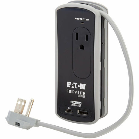 Eaton Tripp Lite Series Protect It! 2-Outlet Travel-Size Surge Protector - 5-15R Outlets, USB-C and USB-A Ports, 5-15P Input, Black