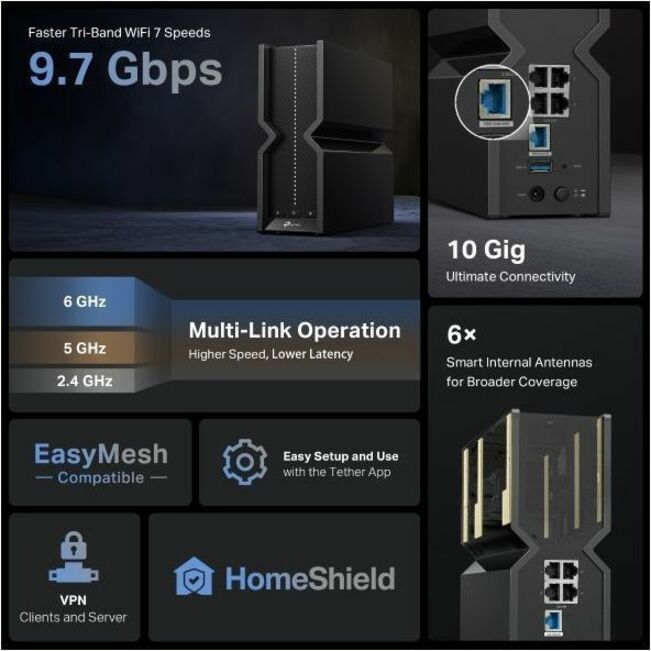 TP-Link Archer BE550 Pro Wi-Fi 7 IEEE 802.11be Ethernet Wireless Router