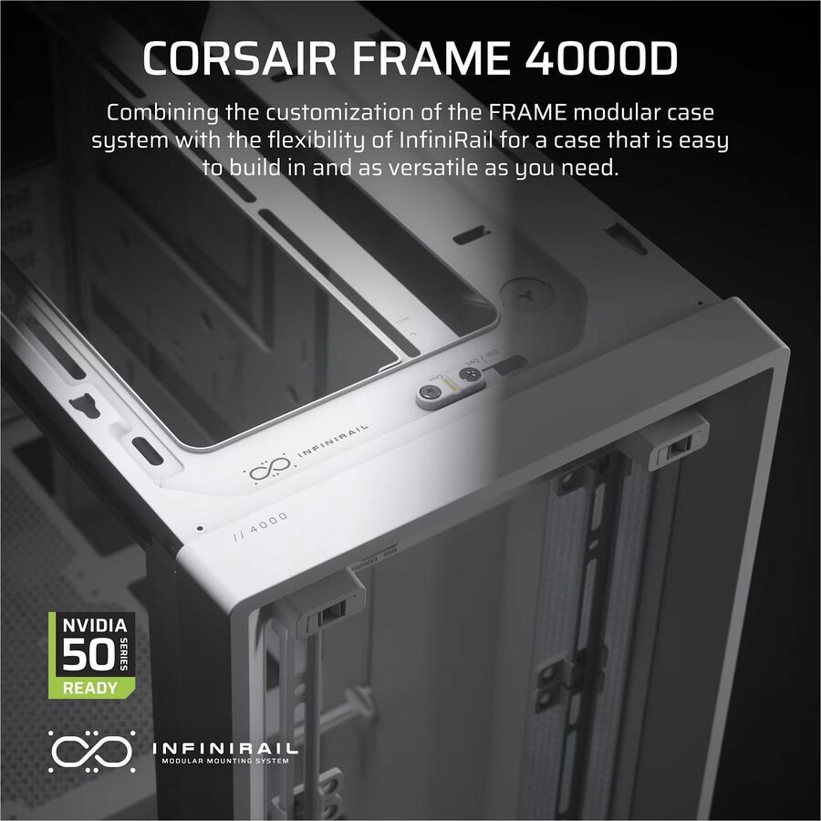 Corsair FRAME 4000D Modular Mid-Tower PC Case - White