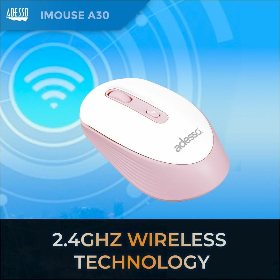 Adesso iMouse A30P Wireless Mouse with AI CoPilot Shortcut Button (Pink)