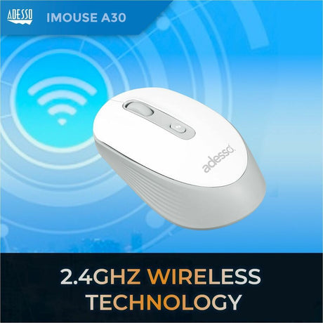 Adesso Wireless Mouse with AI CoPilot Shortcut Button (White)