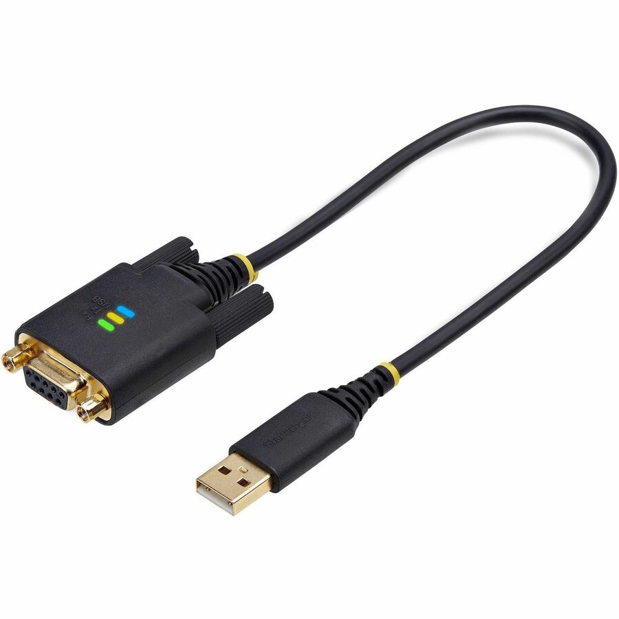 StarTech.com 1ft/30cm USB to Null Modem Serial Adapter Cable, COM Retention, FTDI, RS232, Changeable DB9 Nuts/Screws, Windows/macOS/Linux