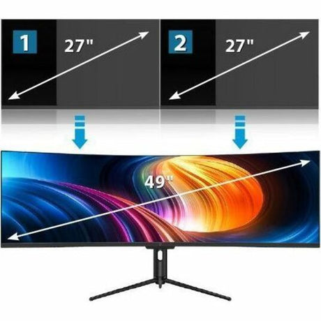 V7 L490DQ-HAS-N 49" Class Dual Quad HD (DQHD) Curved Screen LED Monitor - 32:9 - Black