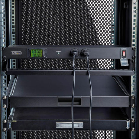 StarTech.com 12-Outlet Horizontal Rack Mount Metered PDU, 1U Server Power Strip w/Surge Protector, 125V/15A, 8ft (2.4m) Power Cord, TAA