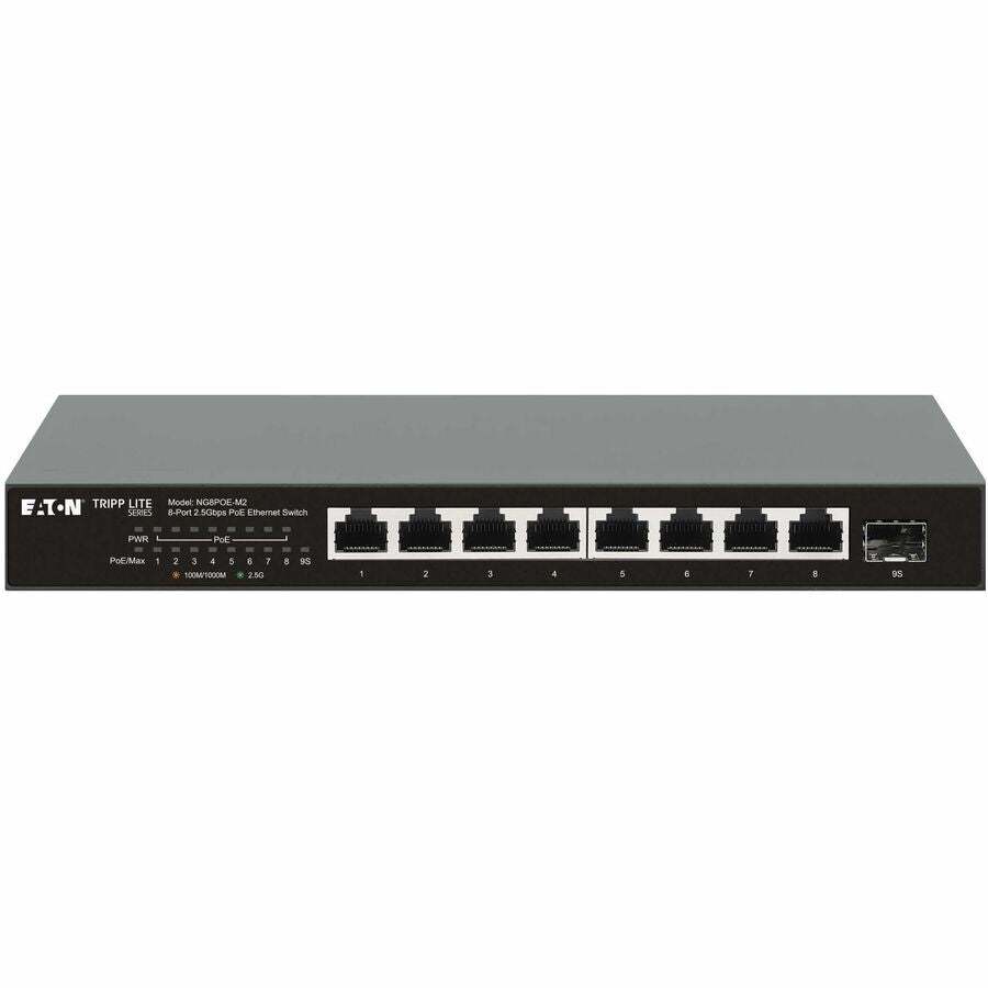 Eaton Tripp Lite Series 8-Port 2.5 Gbps Desktop Gigabit Ethernet Unmanaged Switch with PoE+ Pass-Through, 100W, Metal Enclosure, TAA