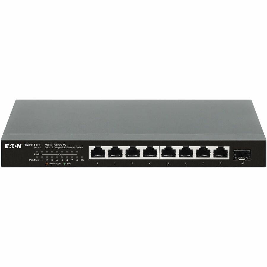 Eaton Tripp Lite Series 8-Port 2.5 Gbps Desktop Gigabit Ethernet Unmanaged Switch with PoE+ Pass-Through, 100W, Metal Enclosure, TAA