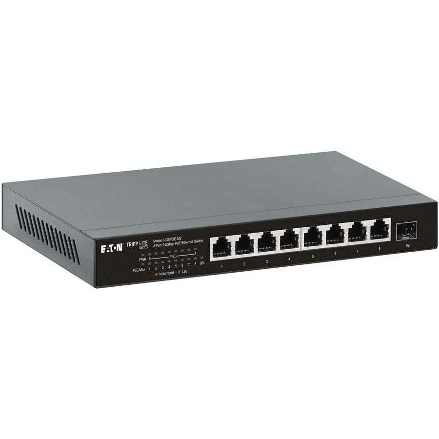 Eaton Tripp Lite Series 8-Port 2.5 Gbps Desktop Gigabit Ethernet Unmanaged Switch with PoE+ Pass-Through, 100W, Metal Enclosure, TAA