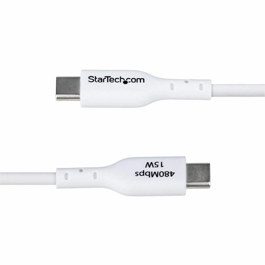 StarTech.com 3ft (91cm) USB-A to USB-C Charging Cable, Charge & Sync, 3A, USB 2.0, TPE Jacket - White USB Charging Cord
