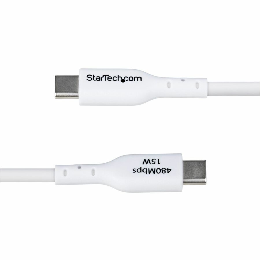 StarTech.com 6ft (1.8m) USB-A to USB-C Charging Cable, Charge & Sync, 3A, USB 2.0, TPE Jacket - White USB Charging Cord