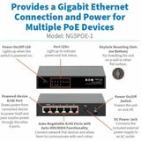Eaton Tripp Lite Series 5-Port 10/100/1000 Mbps PoE-Powered Desktop Gigabit Ethernet Unmanaged Switch with PoE+ Pass-Through, 65W, Metal Enclosure