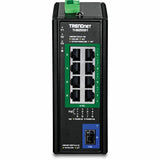 TRENDnet 9-Port Industrial 2.5G DIN-Rail PoE++ Switch with 10G SFP+ Port, TI-BG5091, Multi-Gigabit, 8 x 2.G PoE++ Ports, 1 x 10G SFP+ Port, 480W PoE Power Budget, 60Gbps, Lifetime Protection, Black