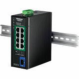 TRENDnet 9-Port Industrial 2.5G DIN-Rail PoE++ Switch with 10G SFP+ Port, TI-BG5091, Multi-Gigabit, 8 x 2.G PoE++ Ports, 1 x 10G SFP+ Port, 480W PoE Power Budget, 60Gbps, Lifetime Protection, Black