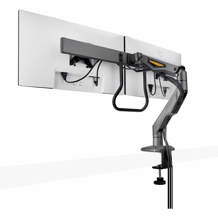StarTech.com Desk Mount Dual Monitor Arm w/Crossbar, Up To 27" Display, VESA 75x75/100x100, Max 33lb/15kg, C-Clamp, Mechanical Spring, TAA