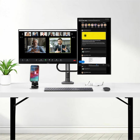 StarTech.com Desk Mount Dual Monitor Arm w/Crossbar, Up To 27" Display, VESA 75x75/100x100, Max 33lb/15kg, C-Clamp, Mechanical Spring, TAA
