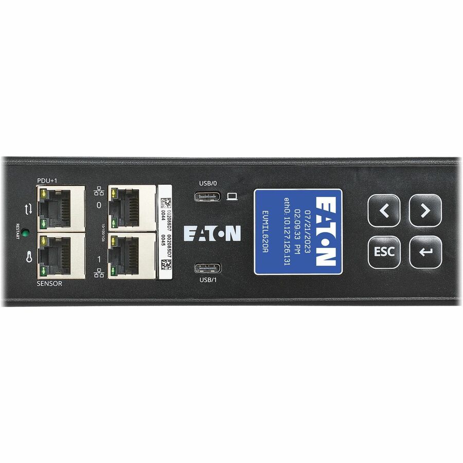 Eaton Single-Phase Metered Input Rack PDU G4, 100-240V, 24 Outlets, 16A, 3.8kW, C20/L6-20 Input, 10 ft. Cord, 0U Vertical