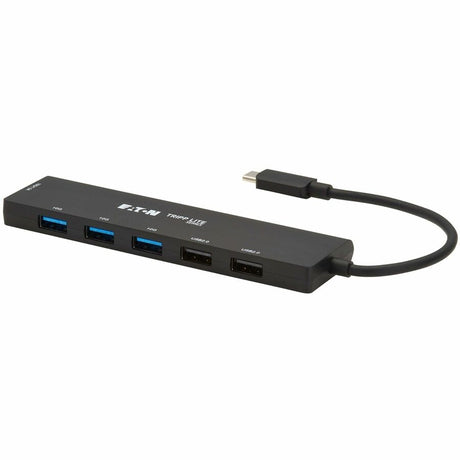 Eaton Tripp Lite Series 6-Port Slim USB Hub, USB 3.2 Gen 2 (10 Gbps) and USB-A 2.0 Hub Ports, USB-C Connector with USB-A Adapter, Black