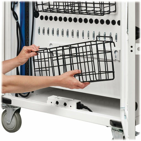 Eaton Tripp Lite Series Safe-IT 36-Device UV Mobile Charging Cart for Laptops and Chromebooks - 120V, NEMA 5-15P, 10 ft. (3.1 m) Cord, Antimicrobial, Wood-Grain Top, White