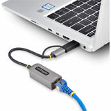 StarTech.com USB-C to to Ethernet Adapter with USB-A Dongle, 10/100/1000Mbps, USB 3.0 to Gigabit Network Adapter, Windows/macOS/Linux