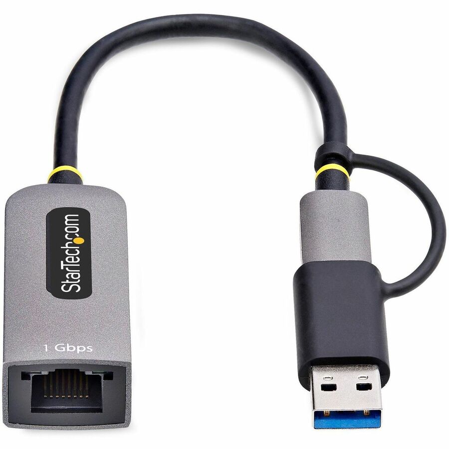 StarTech.com USB-C to to Ethernet Adapter with USB-A Dongle, 10/100/1000Mbps, USB 3.0 to Gigabit Network Adapter, Windows/macOS/Linux