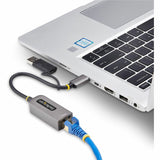 StarTech.com USB-C to to Ethernet Adapter with USB-A Dongle, 10/100/1000Mbps, USB 3.0 to Gigabit Network Adapter, Windows/macOS/Linux