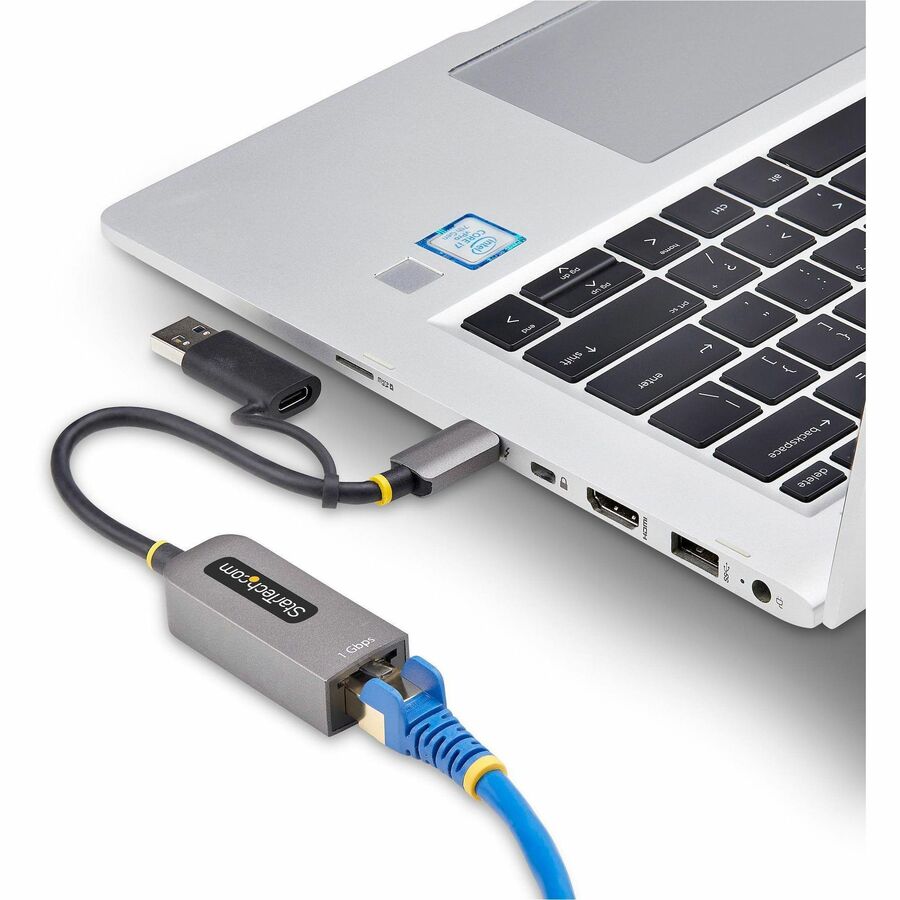 StarTech.com USB-C to to Ethernet Adapter with USB-A Dongle, 10/100/1000Mbps, USB 3.0 to Gigabit Network Adapter, Windows/macOS/Linux
