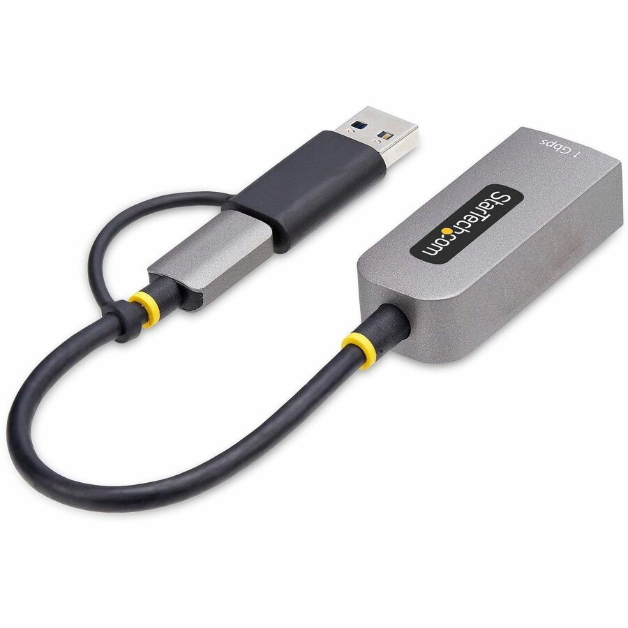 StarTech.com USB-C to to Ethernet Adapter with USB-A Dongle, 10/100/1000Mbps, USB 3.0 to Gigabit Network Adapter, Windows/macOS/Linux