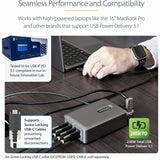 StarTech.com 4-Port Multi-Device USB-C Charger, 240W Total, Single Port 140W EPR, Screw Locking Ports, Ideal for Boardrooms