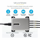 StarTech.com 4-Port Multi-Device USB-C Charger, 240W Total, Single Port 140W EPR, Screw Locking Ports, Ideal for Boardrooms