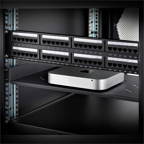 StarTech.com 1U Vented Server Rack Shelf, 12in (31.5cm) Mounting Depth, Cantilever Tray, 25lb (11.3kg) Capacity, Includes Cage Nuts/Screws