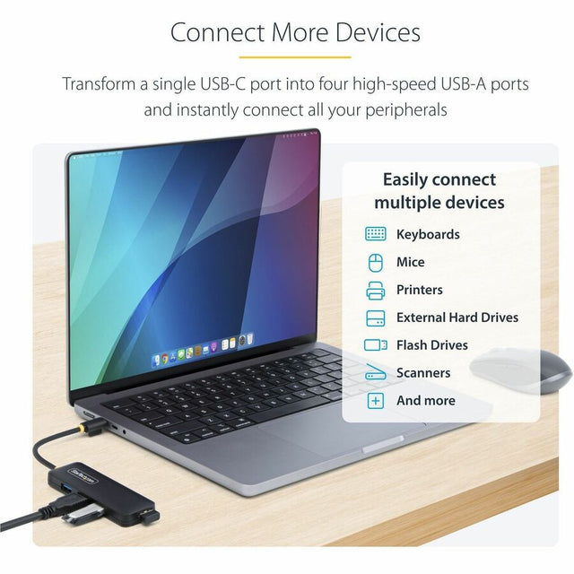 StarTech.com StarTech.com 4-Port USB-C Hub, 5Gbps, USB-C to 4x USB-A, Bus Powered, Small Travel Mini Hub, USB 3.0 Expansion Hub, Portable