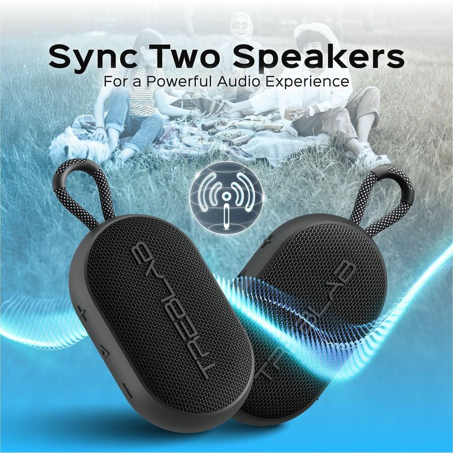 TREBLAB HD-Go - Ultra Portable Hand Held Speaker with Clip, 7W Power with Bass, 16H Playtime, IPX7 Waterproof, Built-in Mic