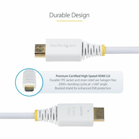 StarTech.com 6ft (1.8m) Premium Certified High Speed HDMI Cable, 4K 60Hz/1440p 144Hz, 18Gbps, UHD HDMI 2.0 Cord, TPE Jacket, White
