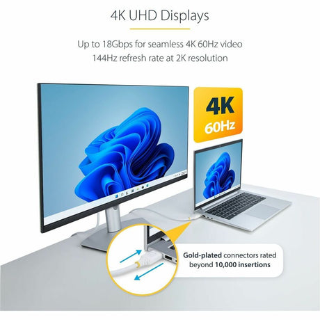 StarTech.com 6ft (1.8m) Premium Certified High Speed HDMI Cable, 4K 60Hz/1440p 144Hz, 18Gbps, UHD HDMI 2.0 Cord, TPE Jacket, White