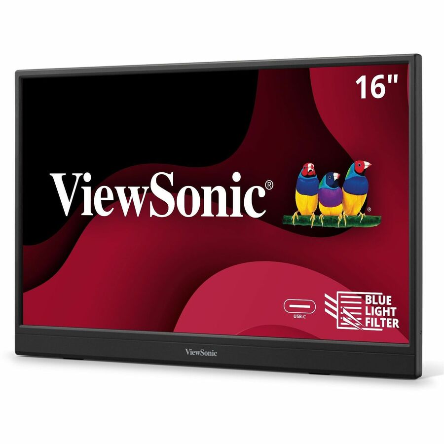 ViewSonic VA1653 16 Inch 1080p FHD IPS Portable Monitor with Eye Care, Built-in Stand, USB C, Mini HDMI, and Protective Case External Second Screen For Laptops, PC, Mac, and Gaming Consoles