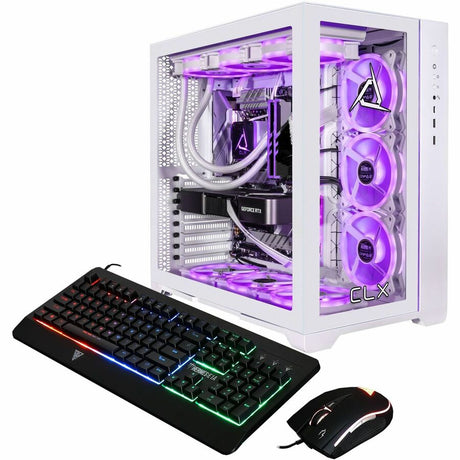 CLX SET Gaming Desktop Computer - AMD Ryzen 7 7800X3D - 64 GB - 6 TB HDD - 2 TB SSD - Mid-tower - White