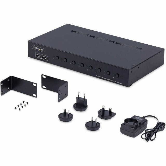 StarTech.com 8-Port HDMI KVM Switch with 1U Rack Mount Kit, 4K 60Hz HDMI 2.0, Push-Button & Hotkey Switching, TAA Compliant