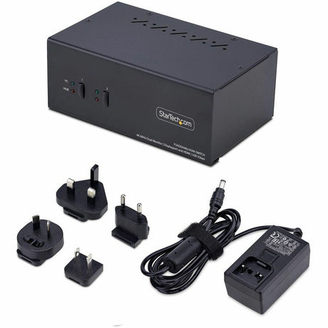 StarTech.com 2-Port Dual-Monitor DisplayPort and HDMI KVM Switch, 4K 60Hz, 2-Port USB 5Gbps Hub, 2x USB HID Ports, Hotkeys, TAA Compliant